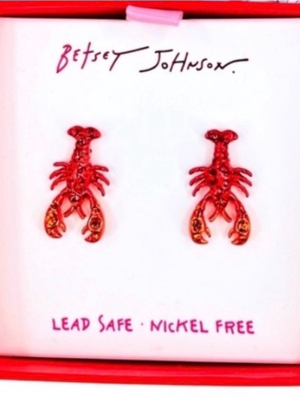 Betsey Johnson Red Lobster Stud Earrings